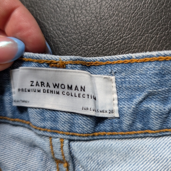 Zara Asymmetrical Denim Skirt in Light Blue Distressed Jean Size Small 26 - Picture 4 of 4